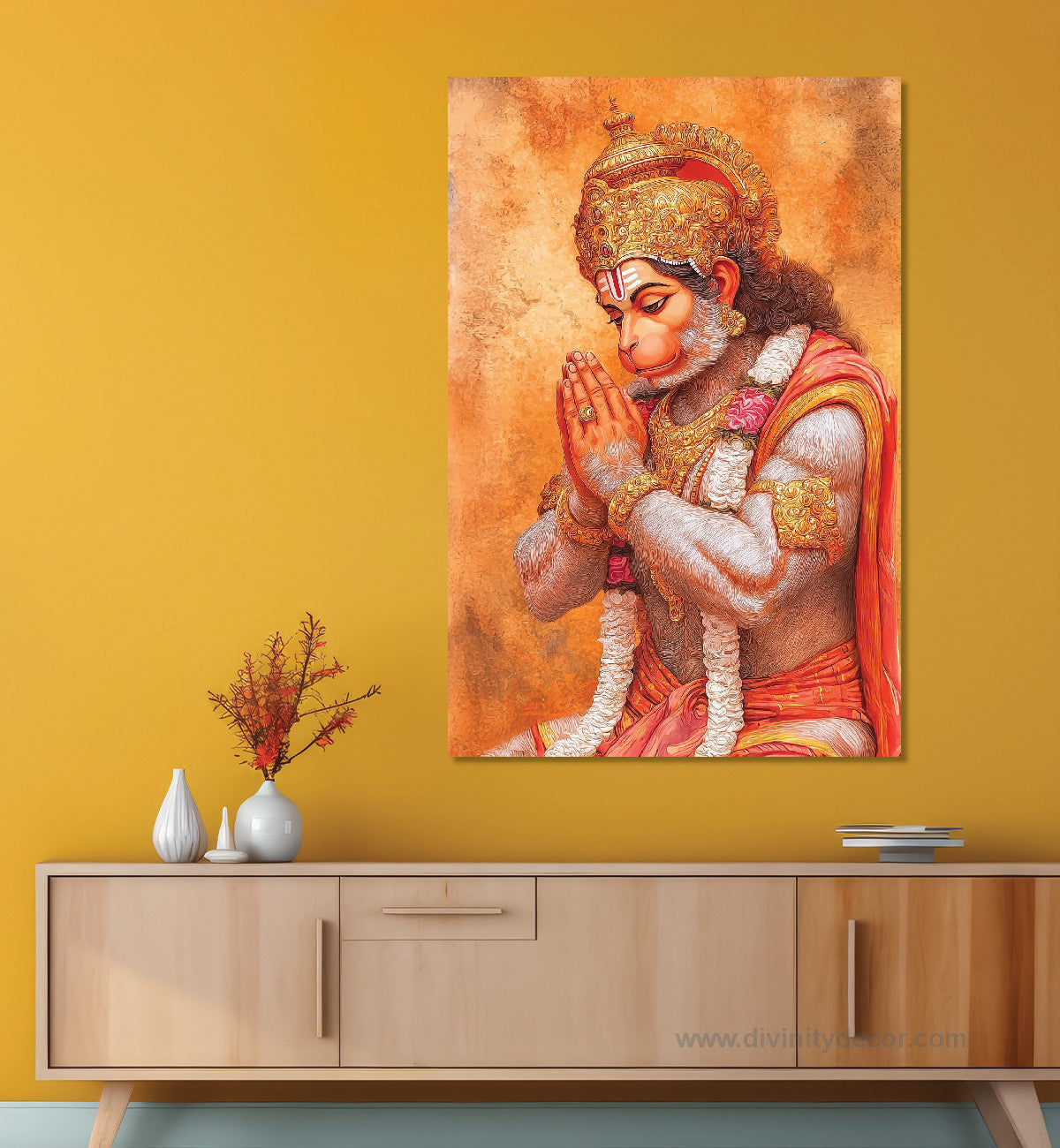 Hanuman Ji Religious Wall Painting for Temple Decor 3