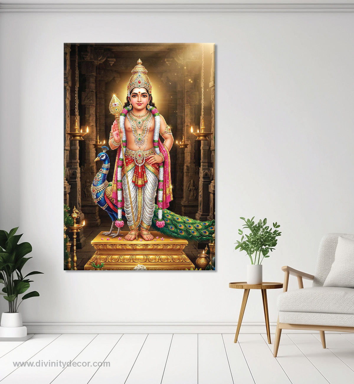 Lord Murugan Canvas Painting – Kartikeya Divine Wall Art 1