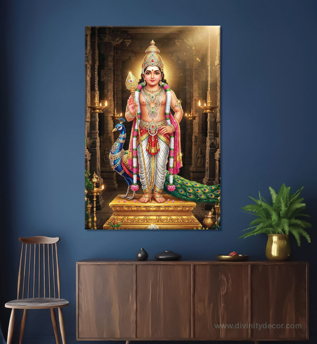 Lord Murugan Canvas Painting – Kartikeya Divine Wall Art 1