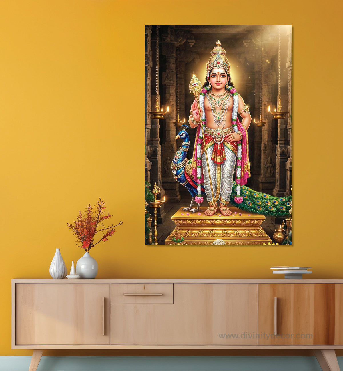 Lord Murugan Canvas Painting – Kartikeya Divine Wall Art 1