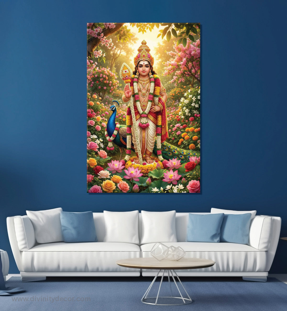 Lord Murugan Religious Wall Painting for Temple Decor 3