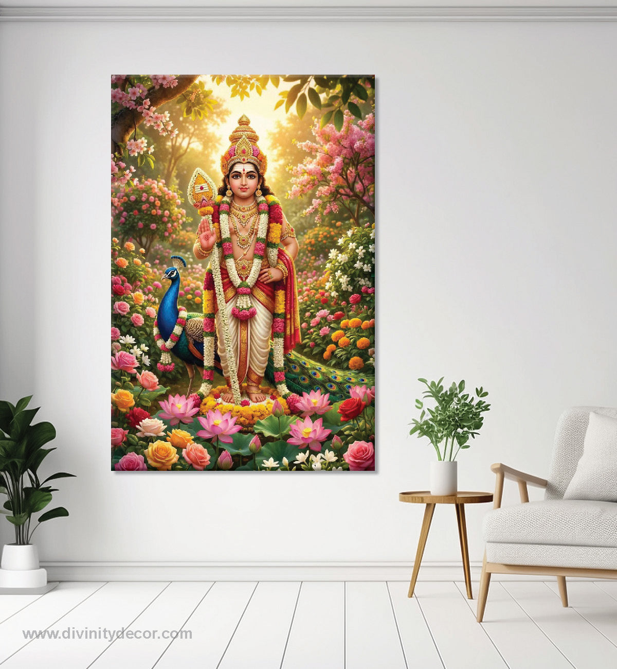 Lord Murugan Religious Wall Painting for Temple Decor 3
