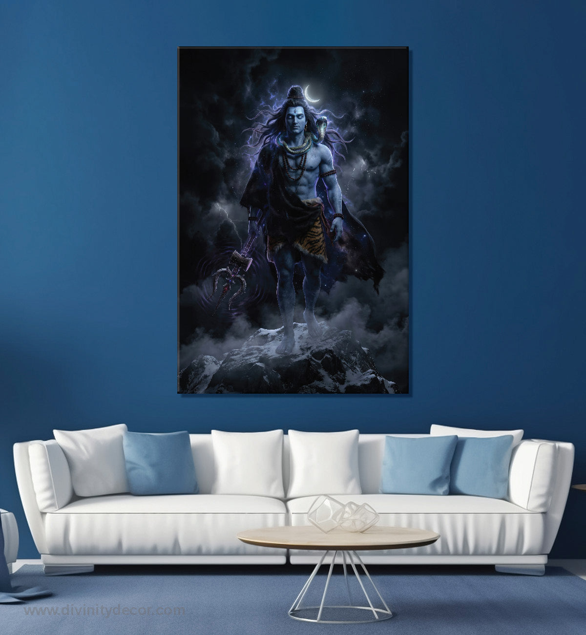 Lord Shiva Blue Theme Canvas Painting 39