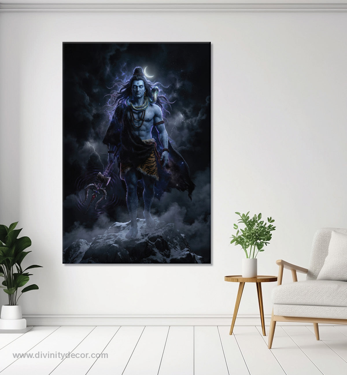 Lord Shiva Blue Theme Canvas Painting 39