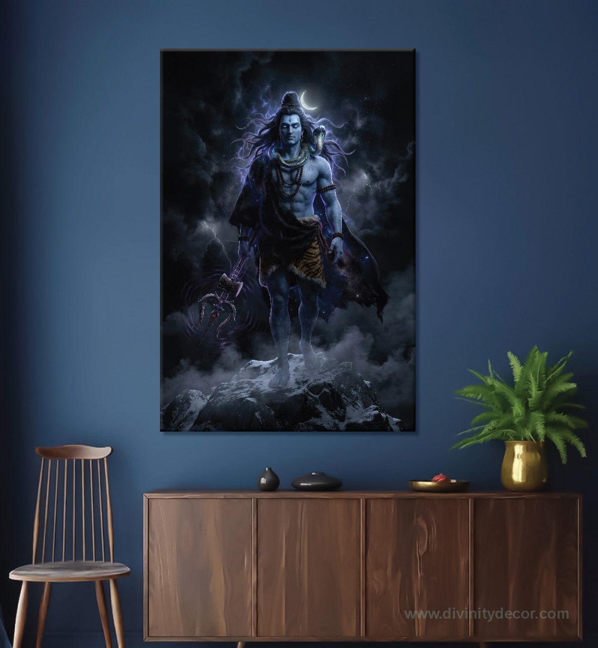Lord Shiva Blue Theme Canvas Painting 39