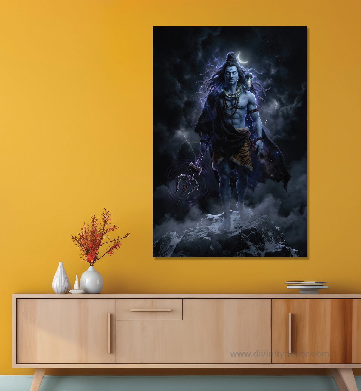 Lord Shiva Blue Theme Canvas Painting 39
