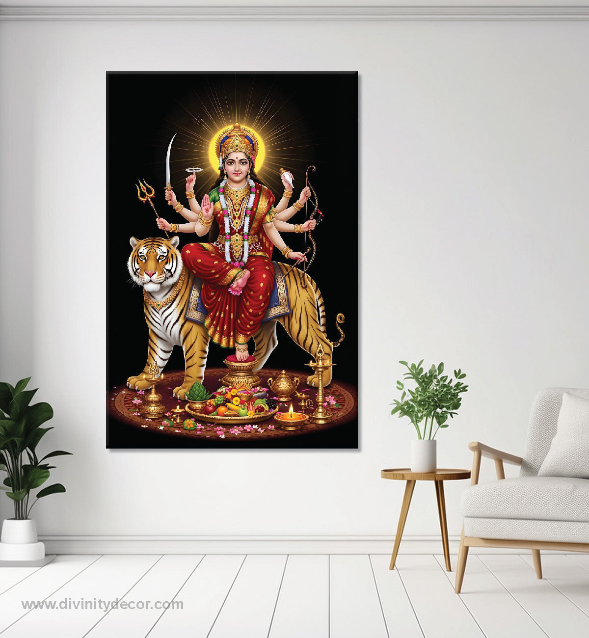 Maa Durga Canvas Painting – Powerful Goddess Wall Decor 1