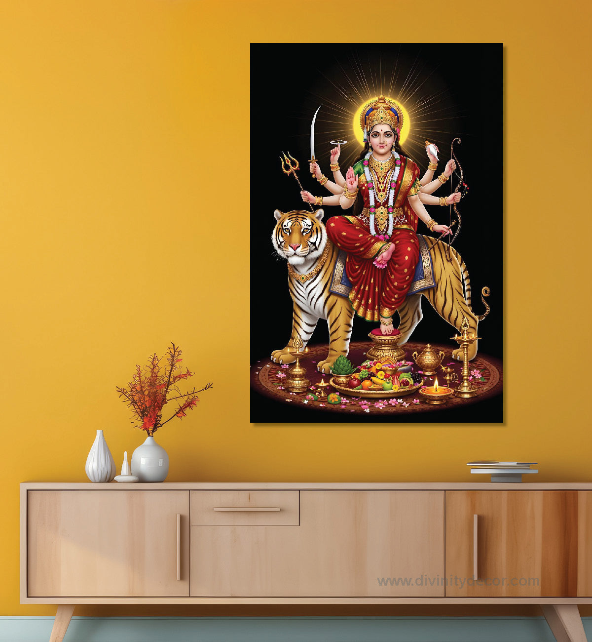 Maa Durga Canvas Painting – Powerful Goddess Wall Decor 1