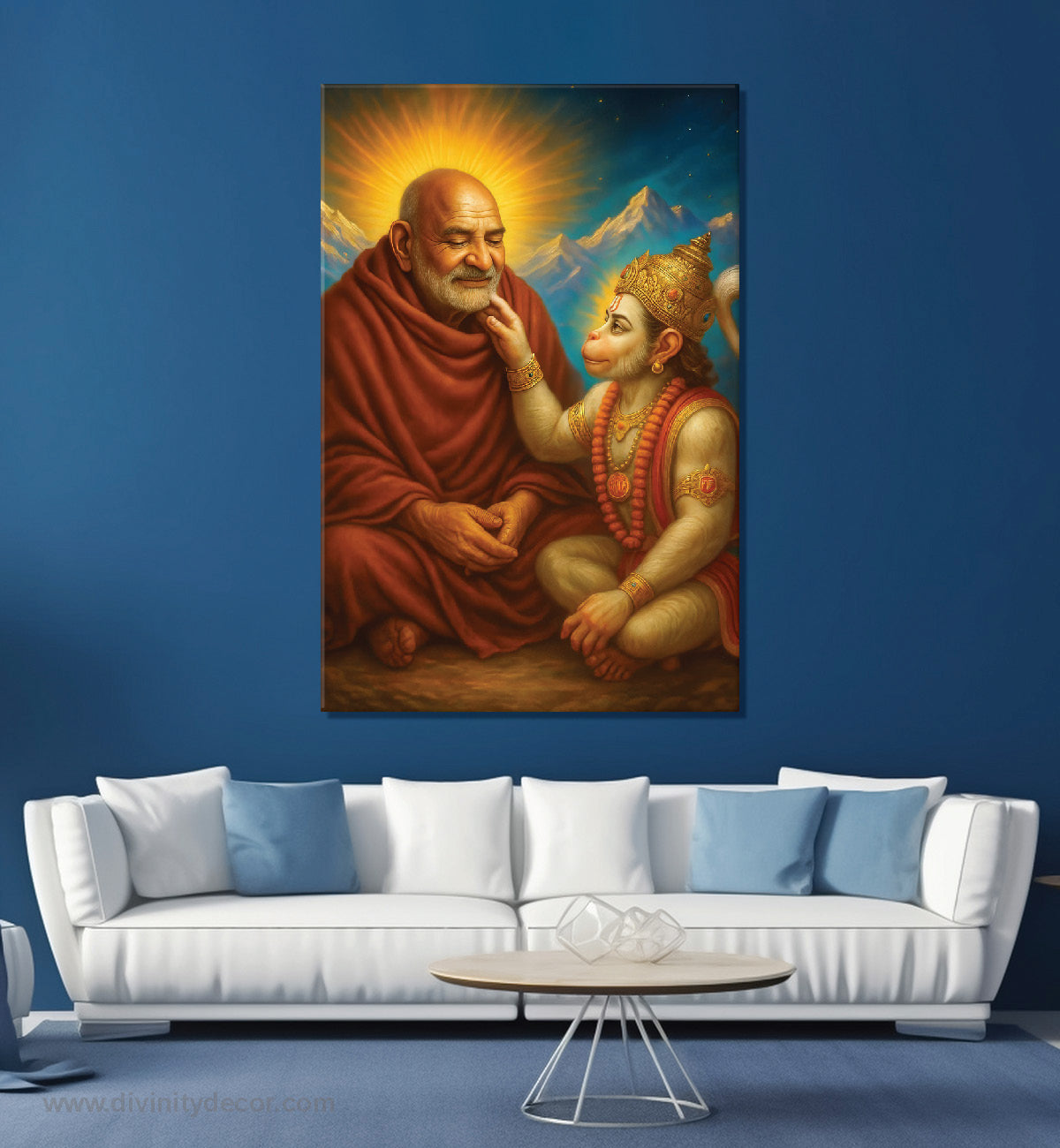 Neem Karoli Baba Canvas Painting – Spiritual Guru Wall Art 1