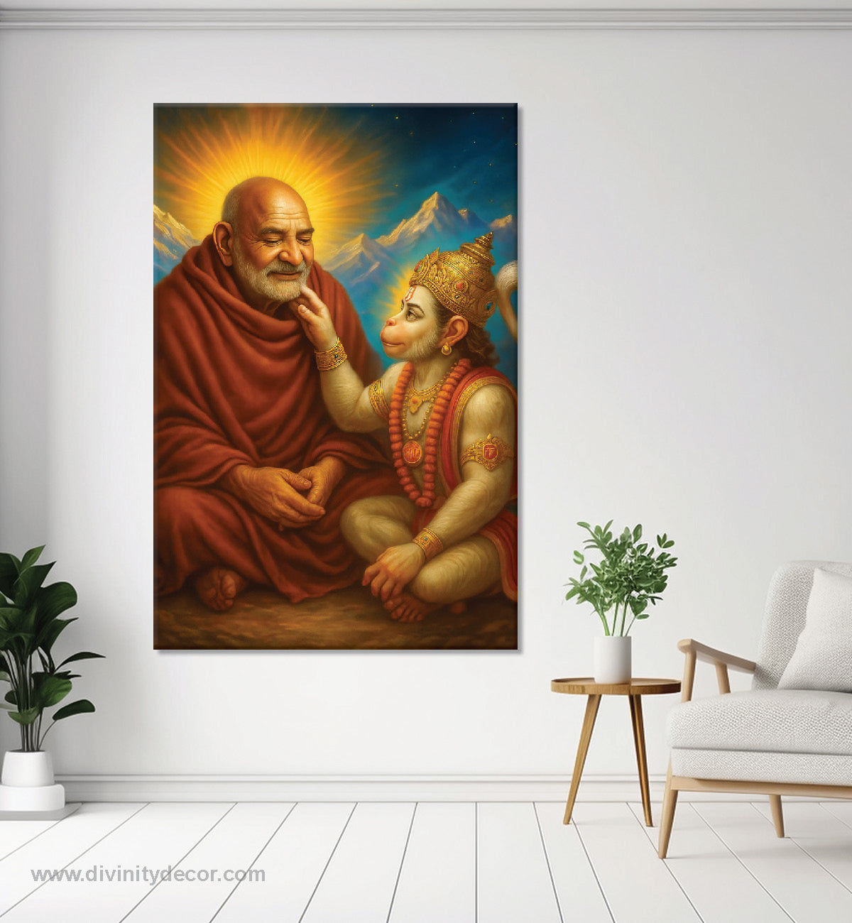 Neem Karoli Baba Canvas Painting – Spiritual Guru Wall Art 1
