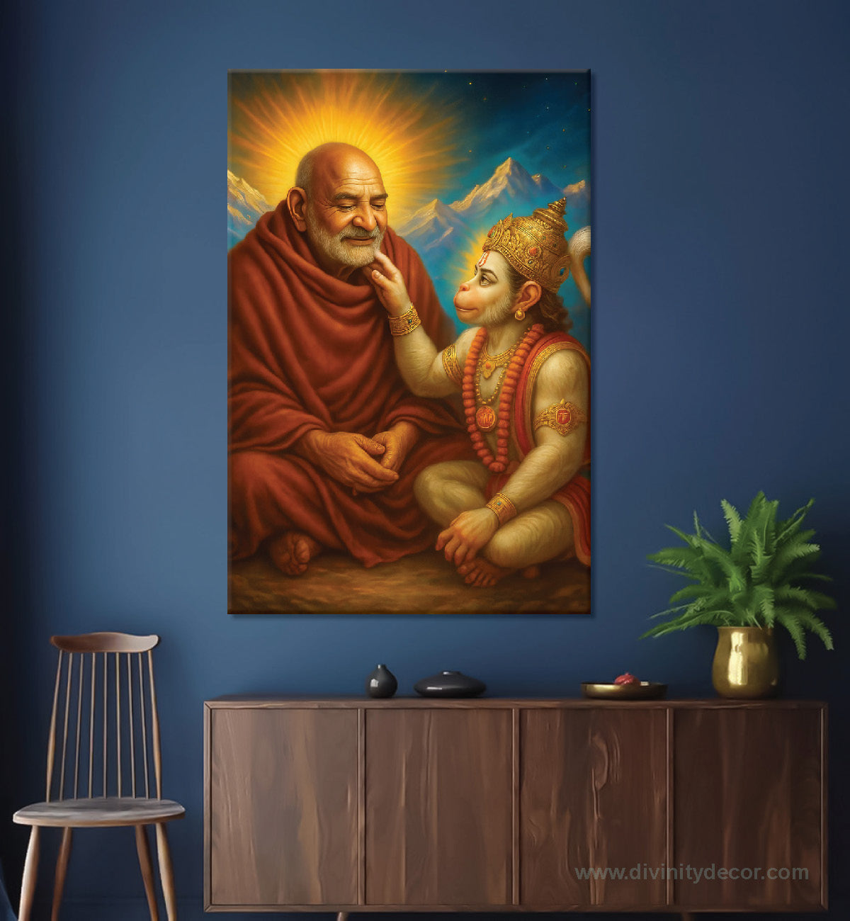 Neem Karoli Baba Canvas Painting – Spiritual Guru Wall Art 1