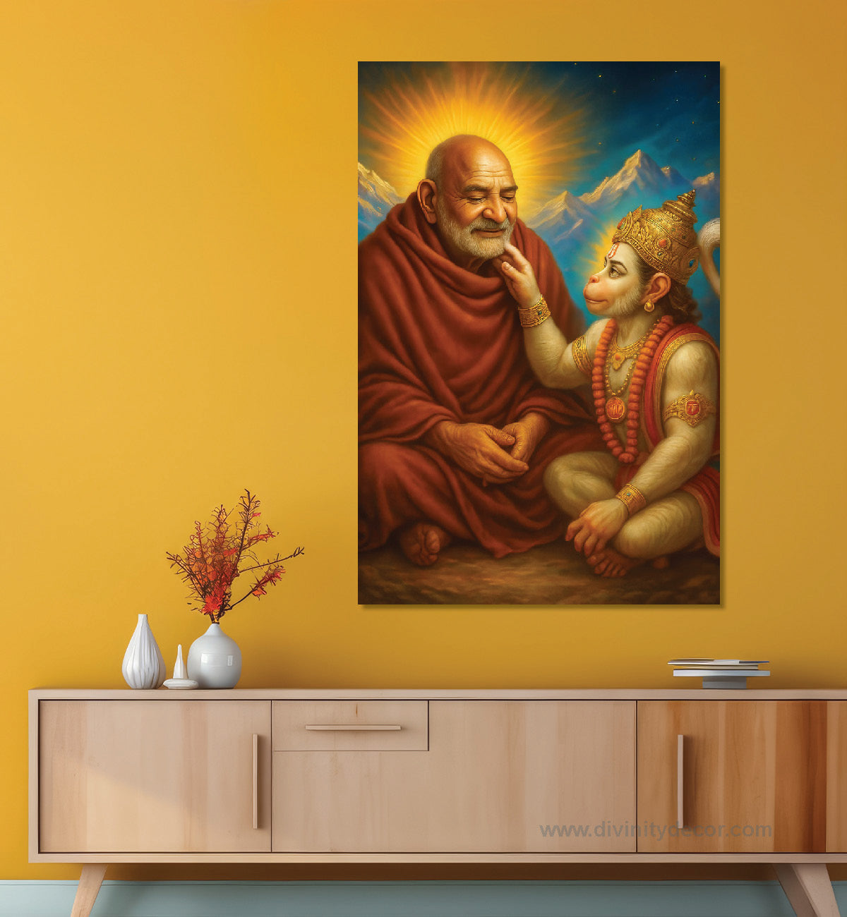 Neem Karoli Baba Canvas Painting – Spiritual Guru Wall Art 1
