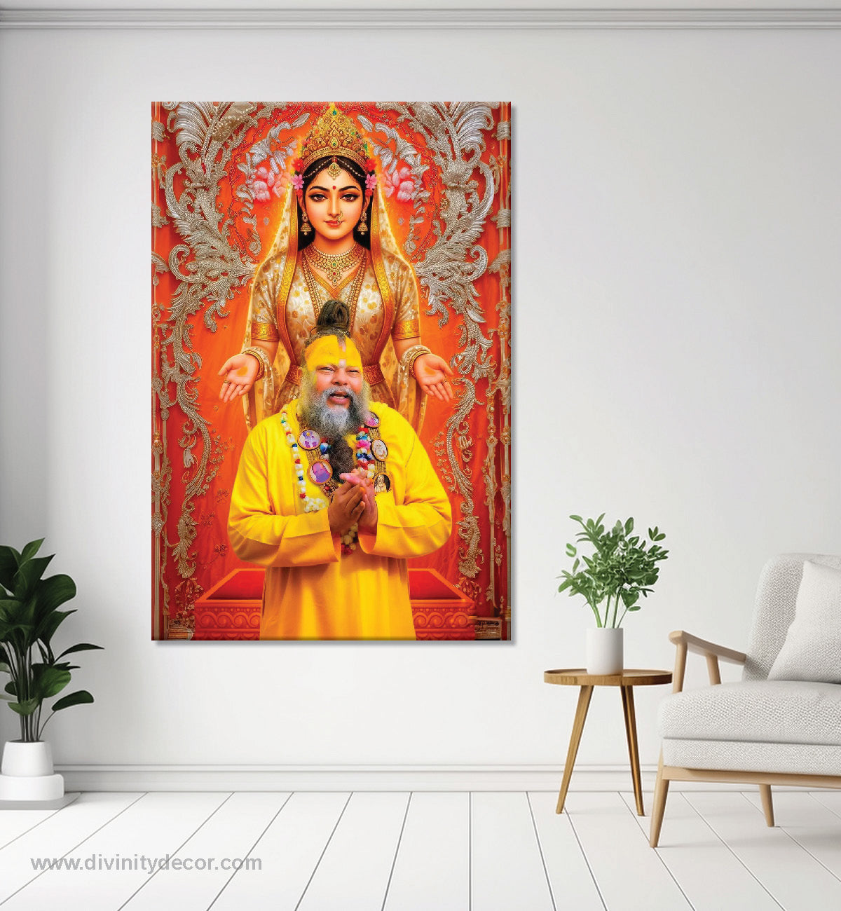 Premanand Maharaj Canvas Painting – Divine Spiritual Wall Decor 1