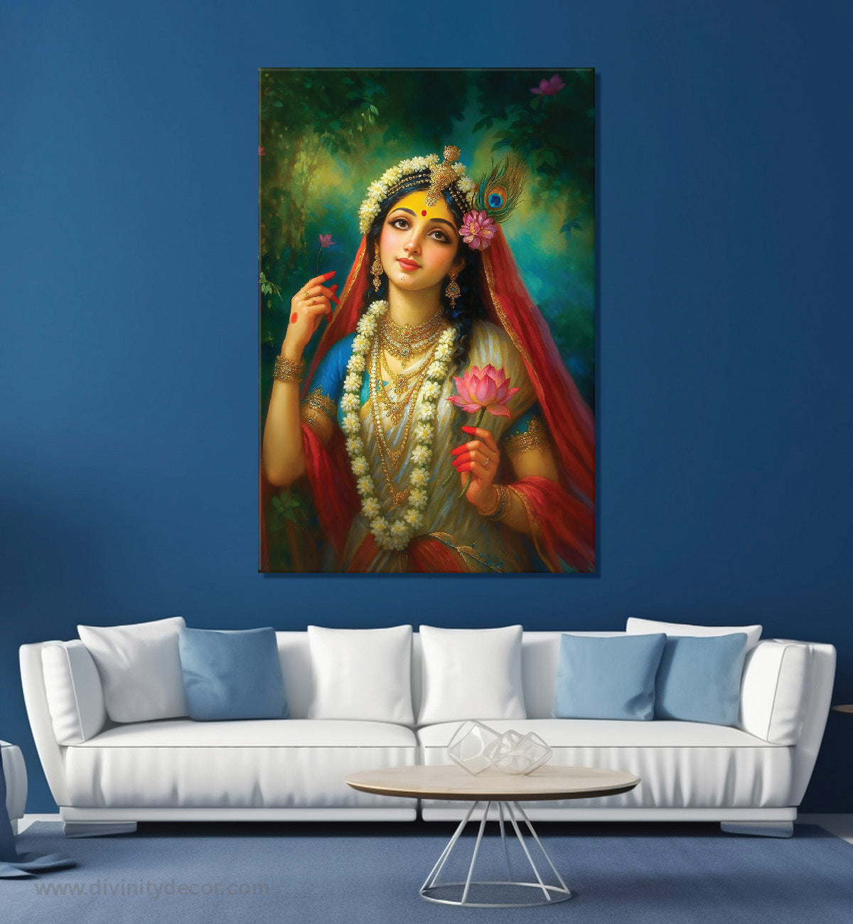 Radha Krishna Inspired Radha Rani Canvas Painting – Spiritual Wall Decor 2