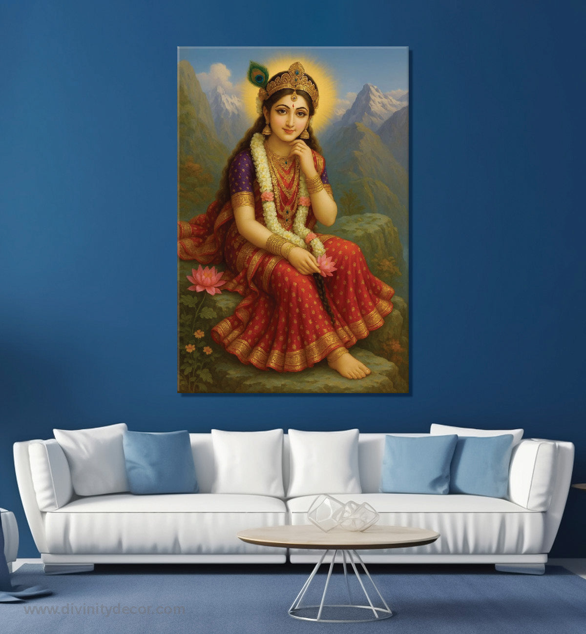 Radha Rani Portrait Canvas Painting – Elegant Devotional Wall Art 3