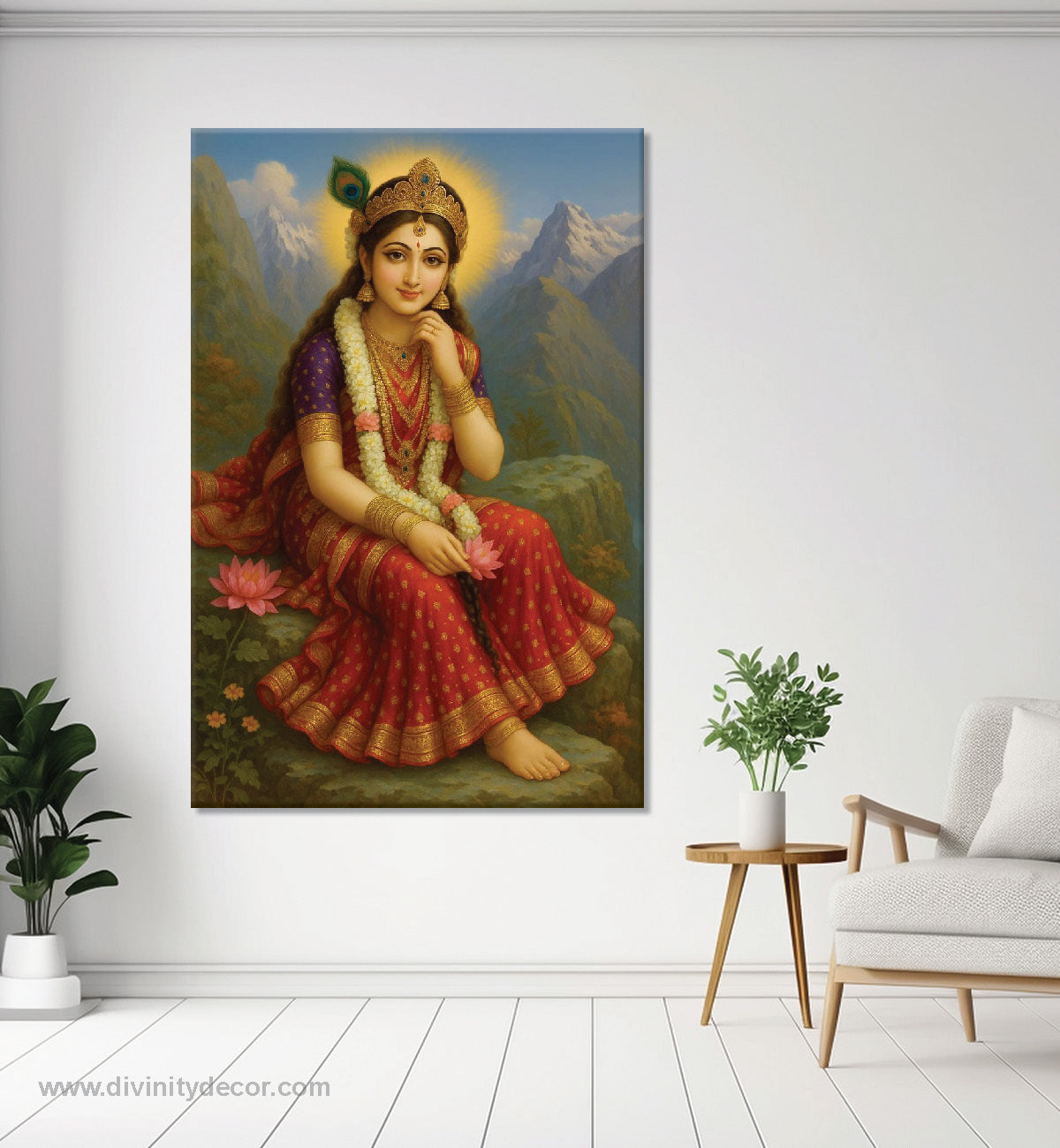 Radha Rani Portrait Canvas Painting – Elegant Devotional Wall Art 3