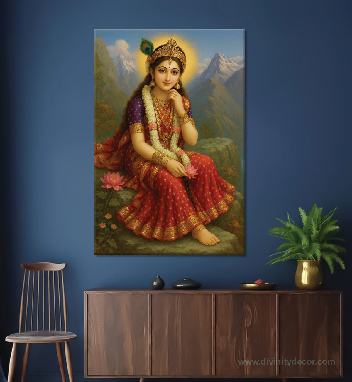 Radha Rani Portrait Canvas Painting – Elegant Devotional Wall Art 3