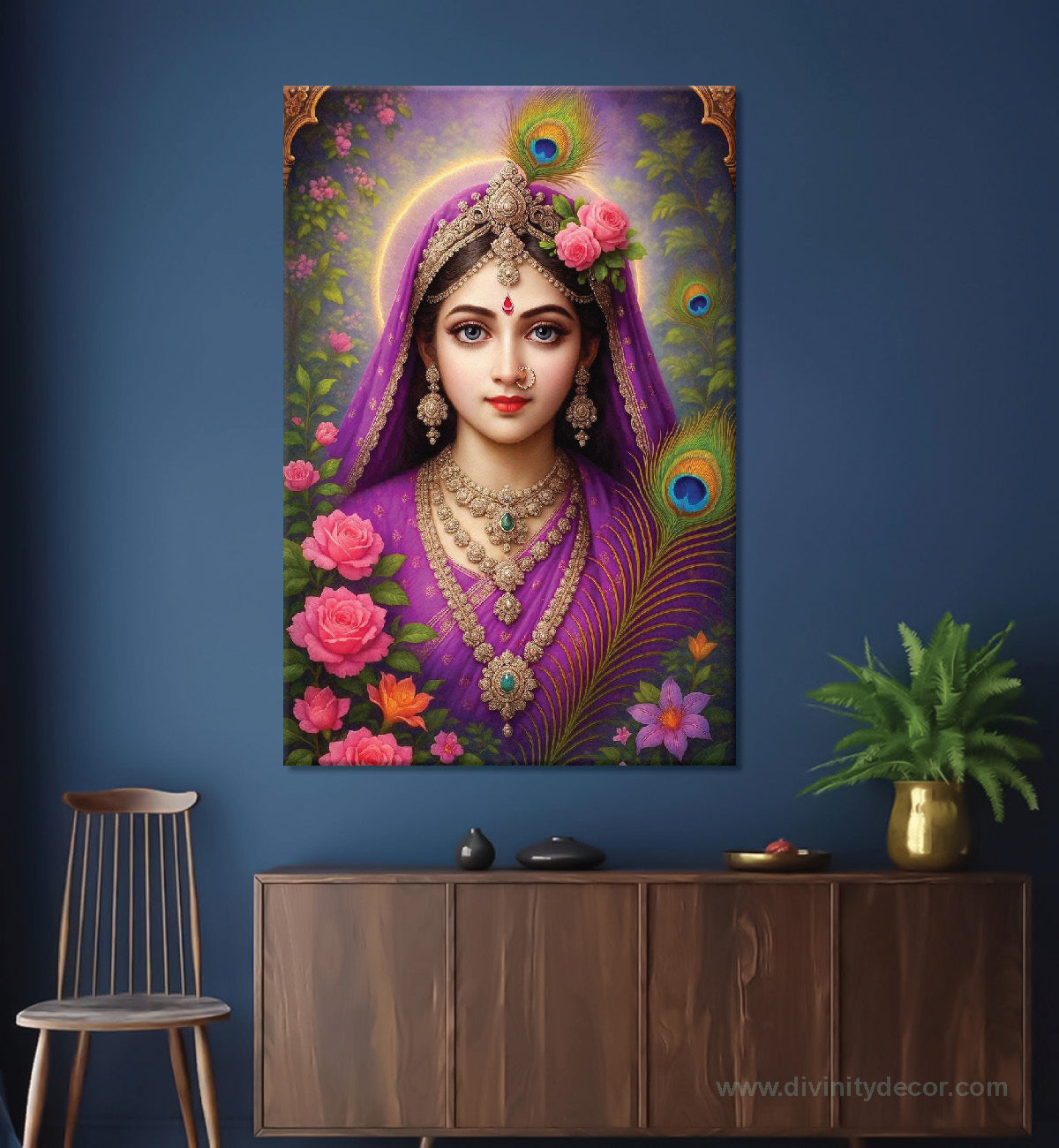 Radha Rani Divine Beauty Canvas Painting – भक्तिरस Wall Decor 5