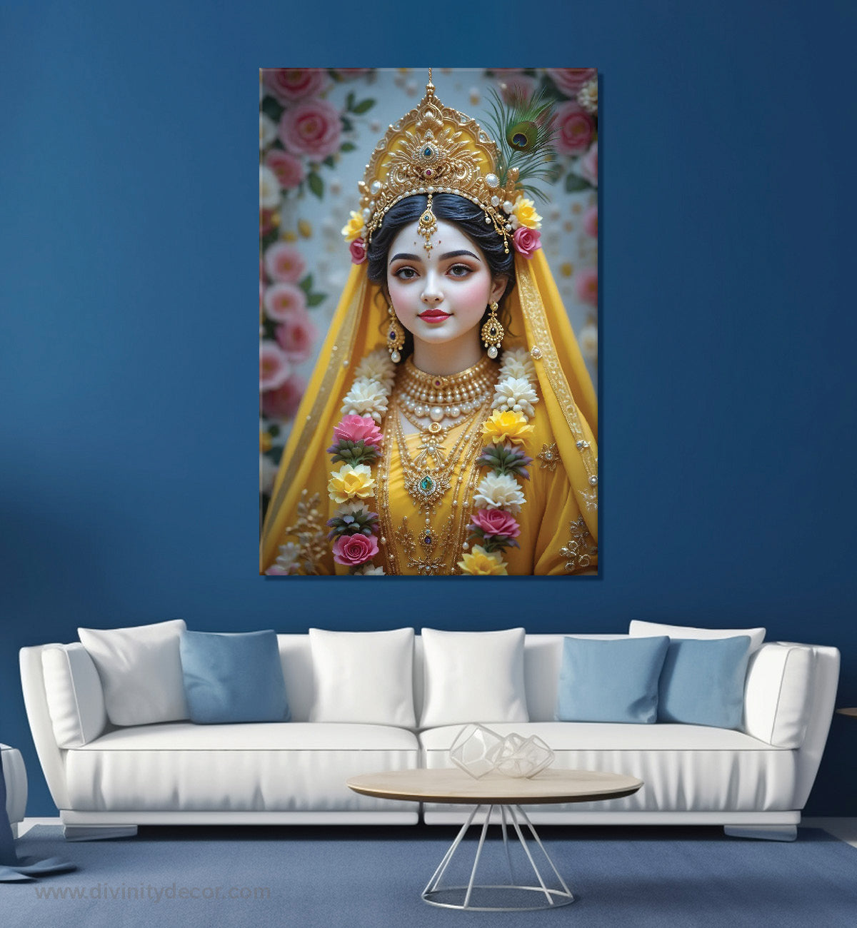 Radha Rani Close-Up Canvas Painting – Serene Spiritual Wall Art 6