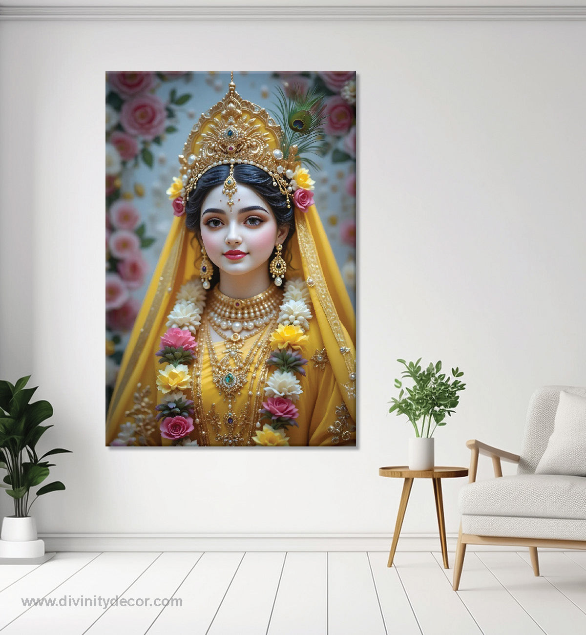 Radha Rani Close-Up Canvas Painting – Serene Spiritual Wall Art 6