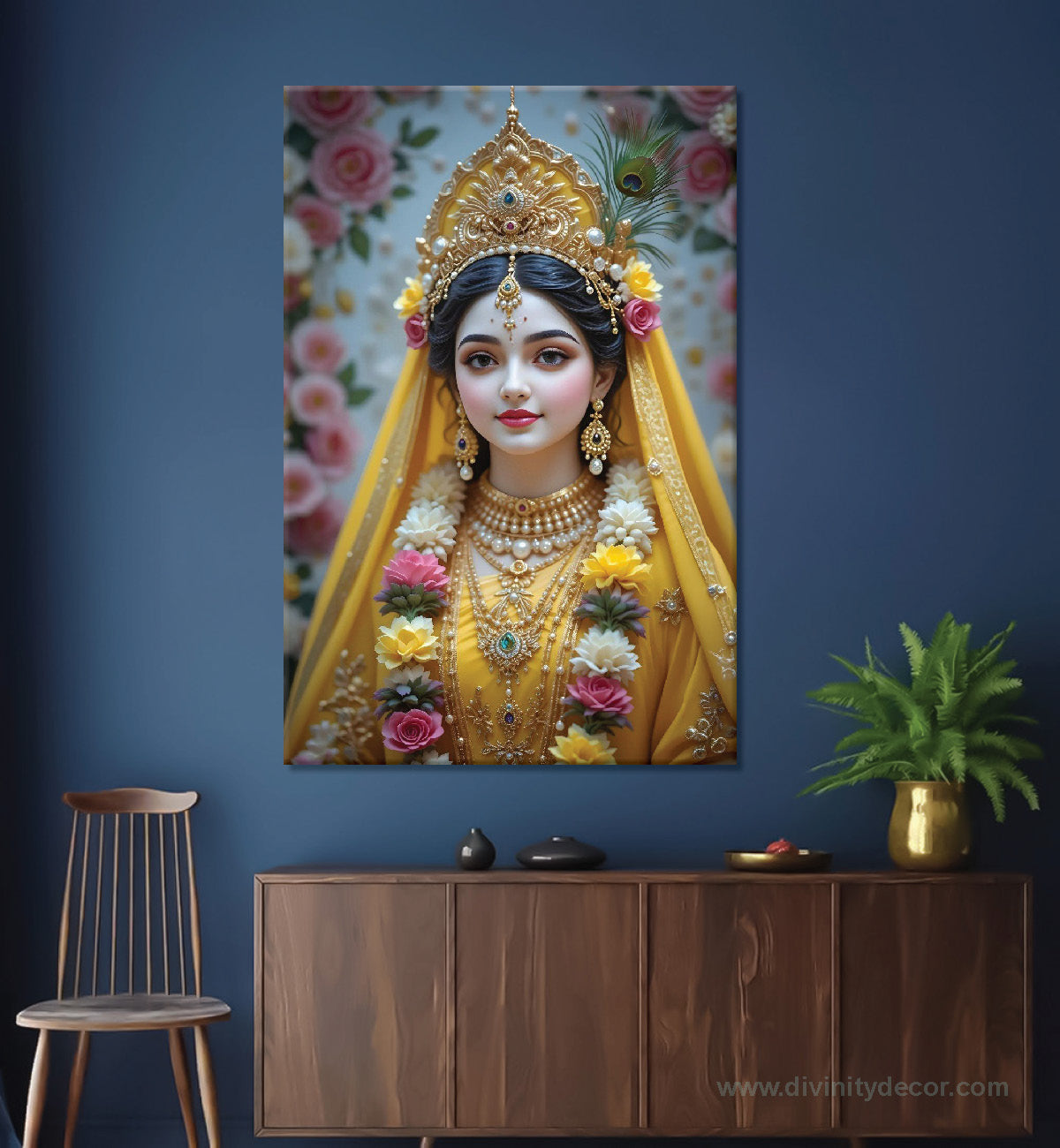Radha Rani Close-Up Canvas Painting – Serene Spiritual Wall Art 6
