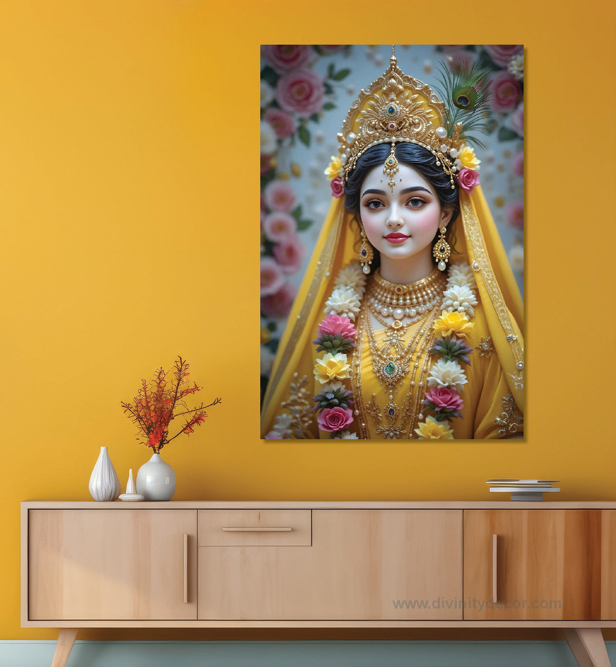 Radha Rani Close-Up Canvas Painting – Serene Spiritual Wall Art 6