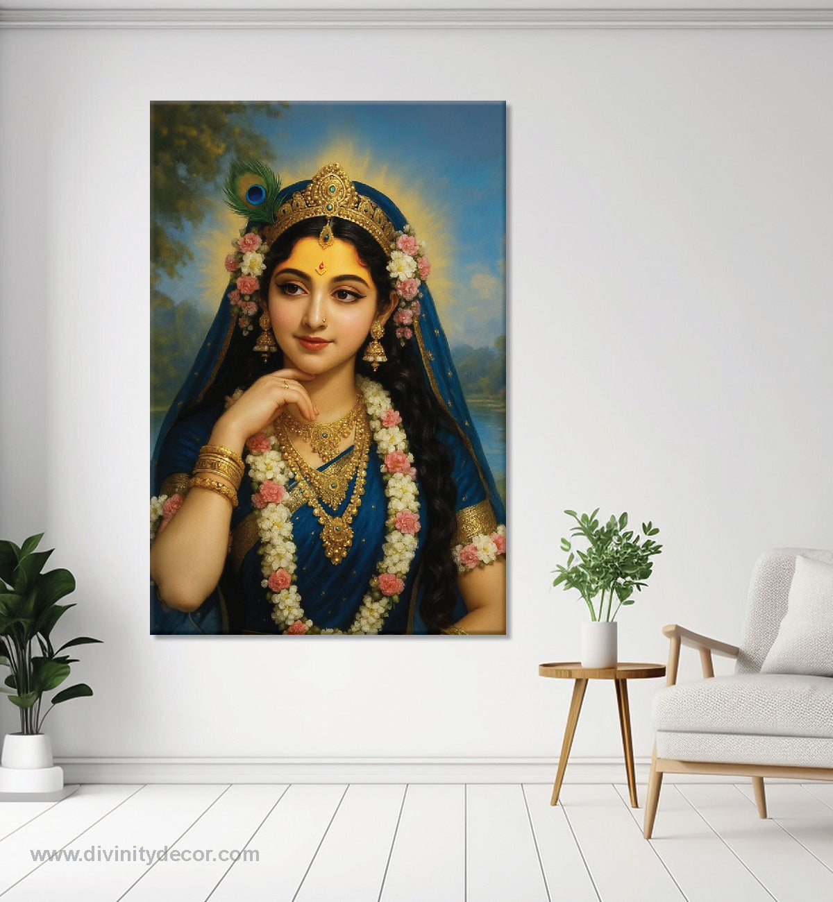 Radha Rani Krishna Bhakti Canvas Painting – Sacred Wall Decoration 7