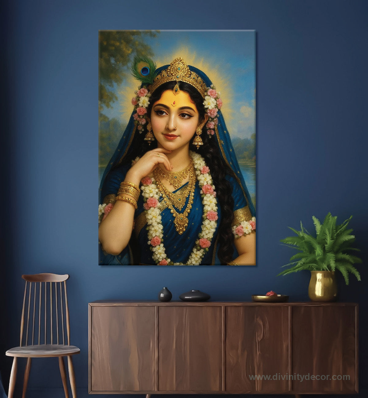Radha Rani Krishna Bhakti Canvas Painting – Sacred Wall Decoration 7