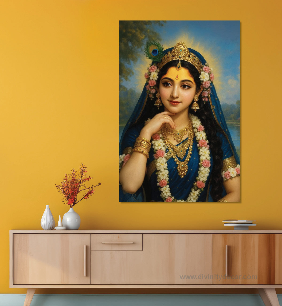 Radha Rani Krishna Bhakti Canvas Painting – Sacred Wall Decoration 7