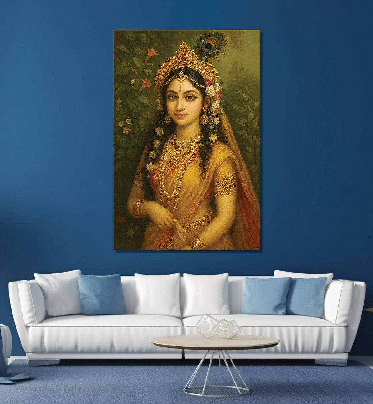 Radha Rani Blessings Canvas Painting – Peaceful Devotional Wall Art 10