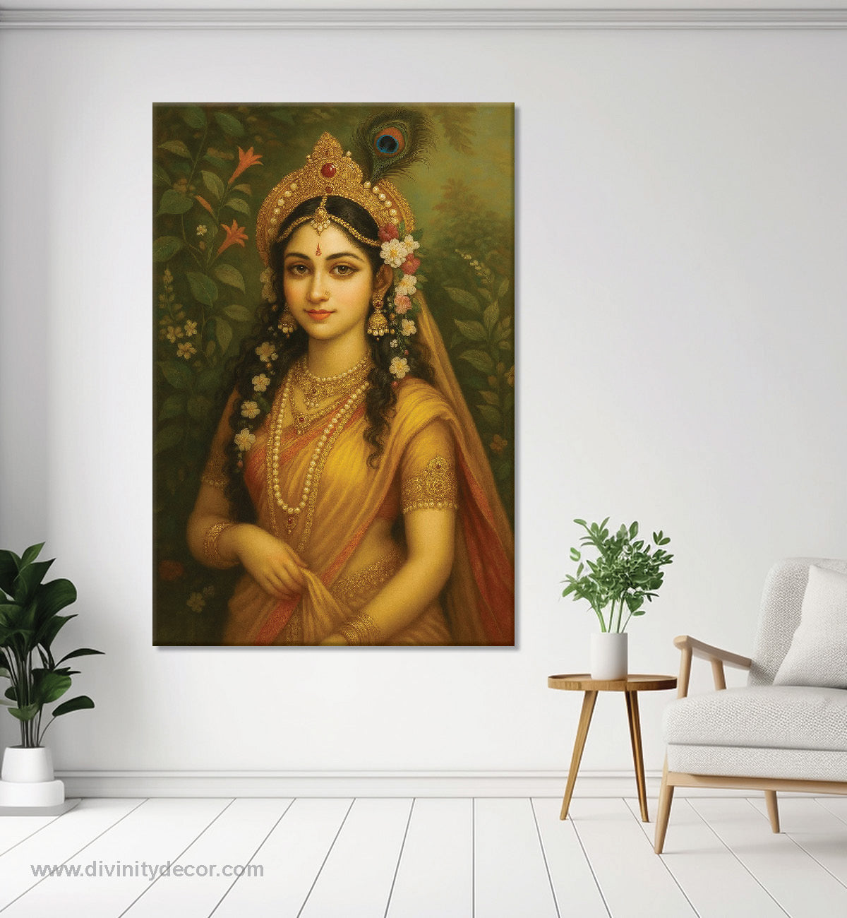 Radha Rani Blessings Canvas Painting – Peaceful Devotional Wall Art 10