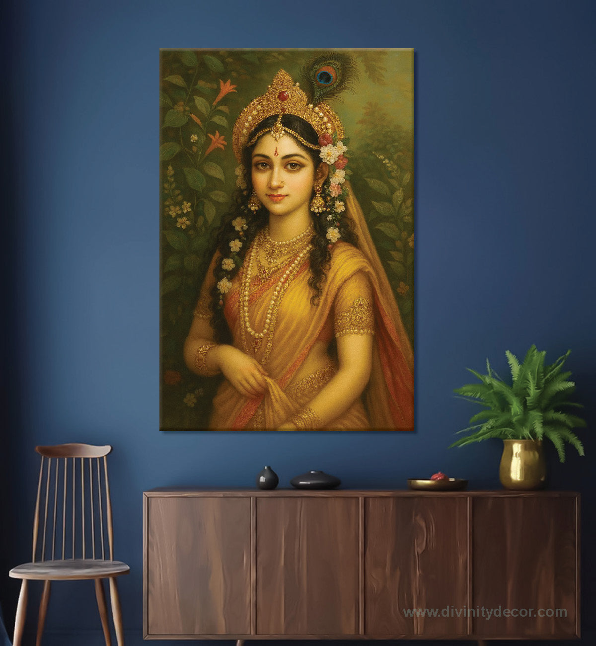 Radha Rani Blessings Canvas Painting – Peaceful Devotional Wall Art 10
