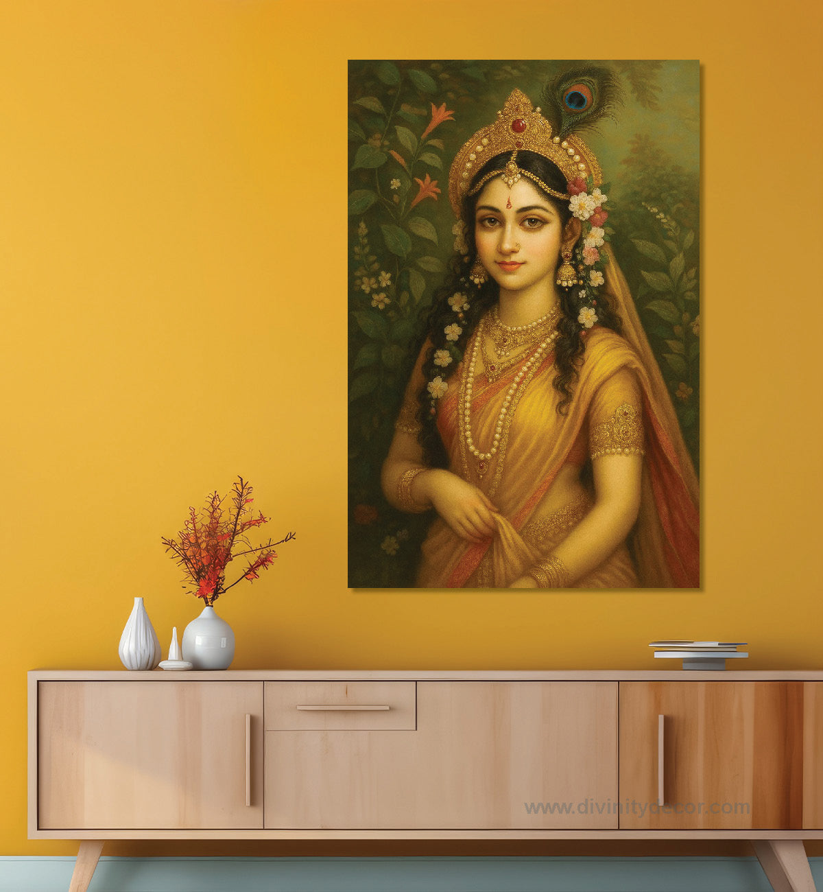 Radha Rani Blessings Canvas Painting – Peaceful Devotional Wall Art 10