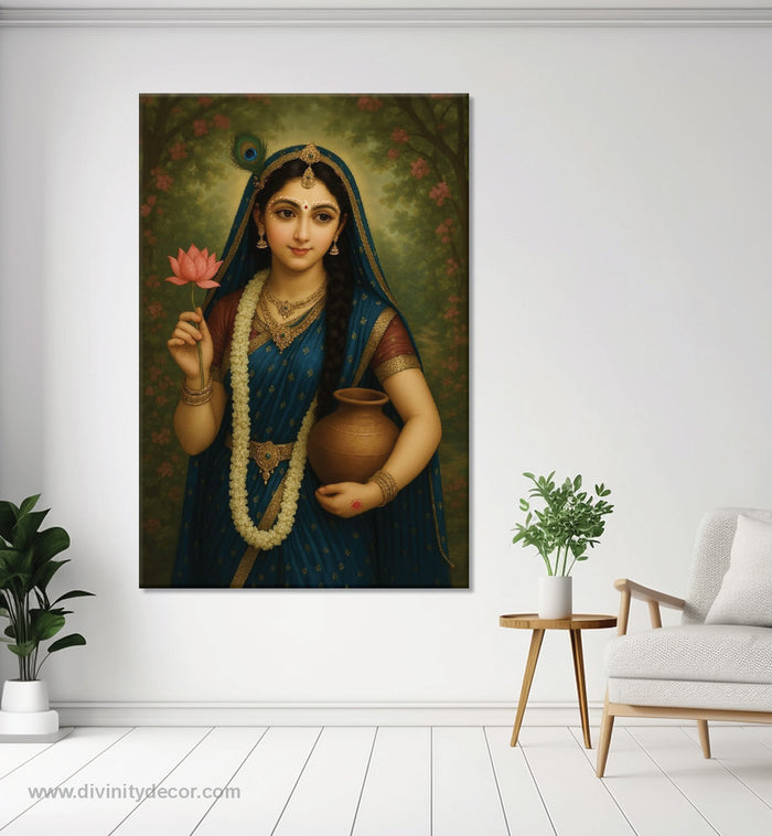 Radha Rani Premium Canvas Painting – Luxury Spiritual Wall Decor 11