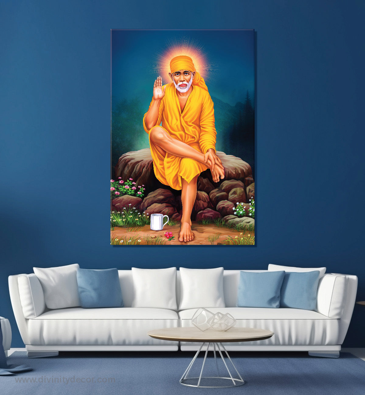 Shirdi Sai Baba Canvas Painting – Blessings Wall Art for Home 1