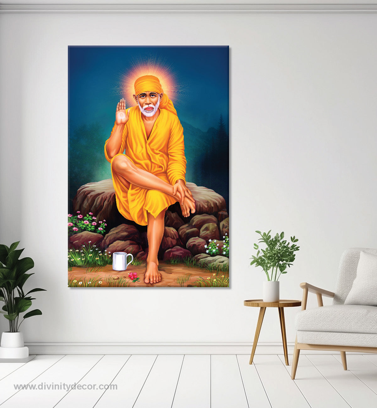 Shirdi Sai Baba Canvas Painting – Blessings Wall Art for Home 1
