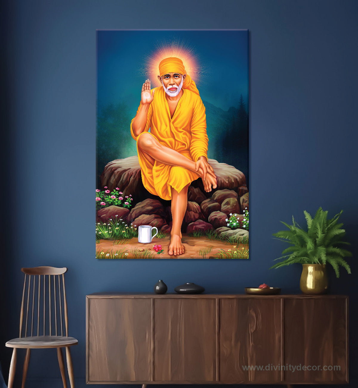 Shirdi Sai Baba Canvas Painting – Blessings Wall Art for Home 1