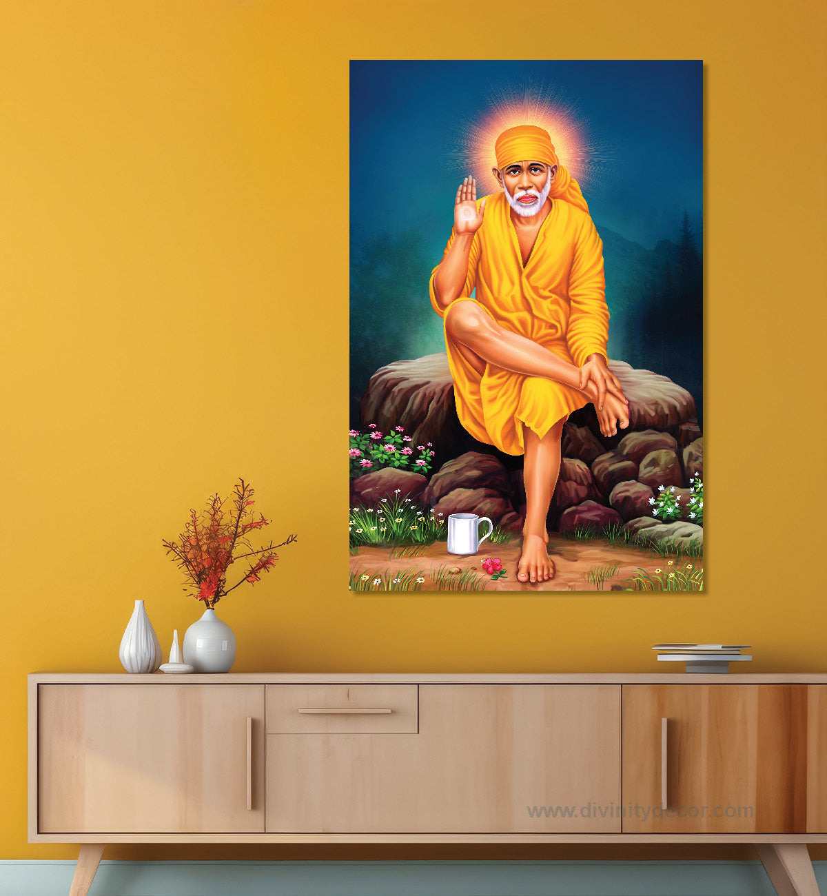 Shirdi Sai Baba Canvas Painting – Blessings Wall Art for Home 1
