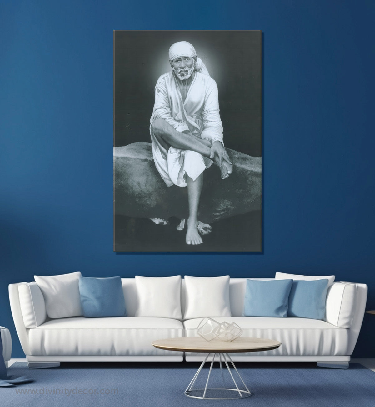 Sai Baba Religious Wall Painting for Temple Decor 3