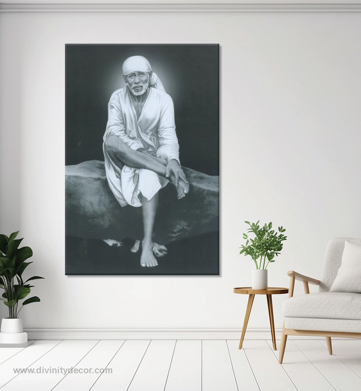Sai Baba Religious Wall Painting for Temple Decor 3