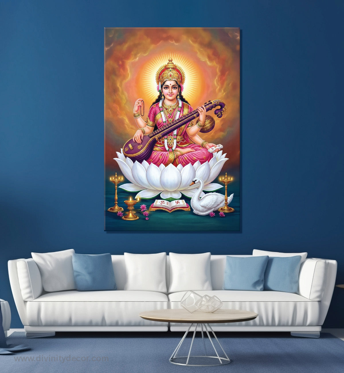Maa Saraswati Canvas Painting – Goddess of Wisdom Wall Art 1
