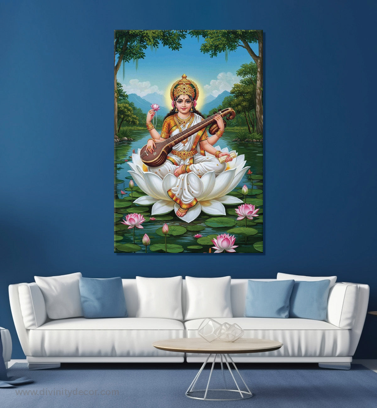 Saraswati Ji Blessings Canvas Painting – Study Room Wall Decor 4