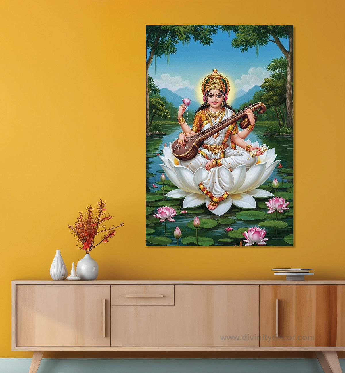 Saraswati Ji Blessings Canvas Painting – Study Room Wall Decor 4