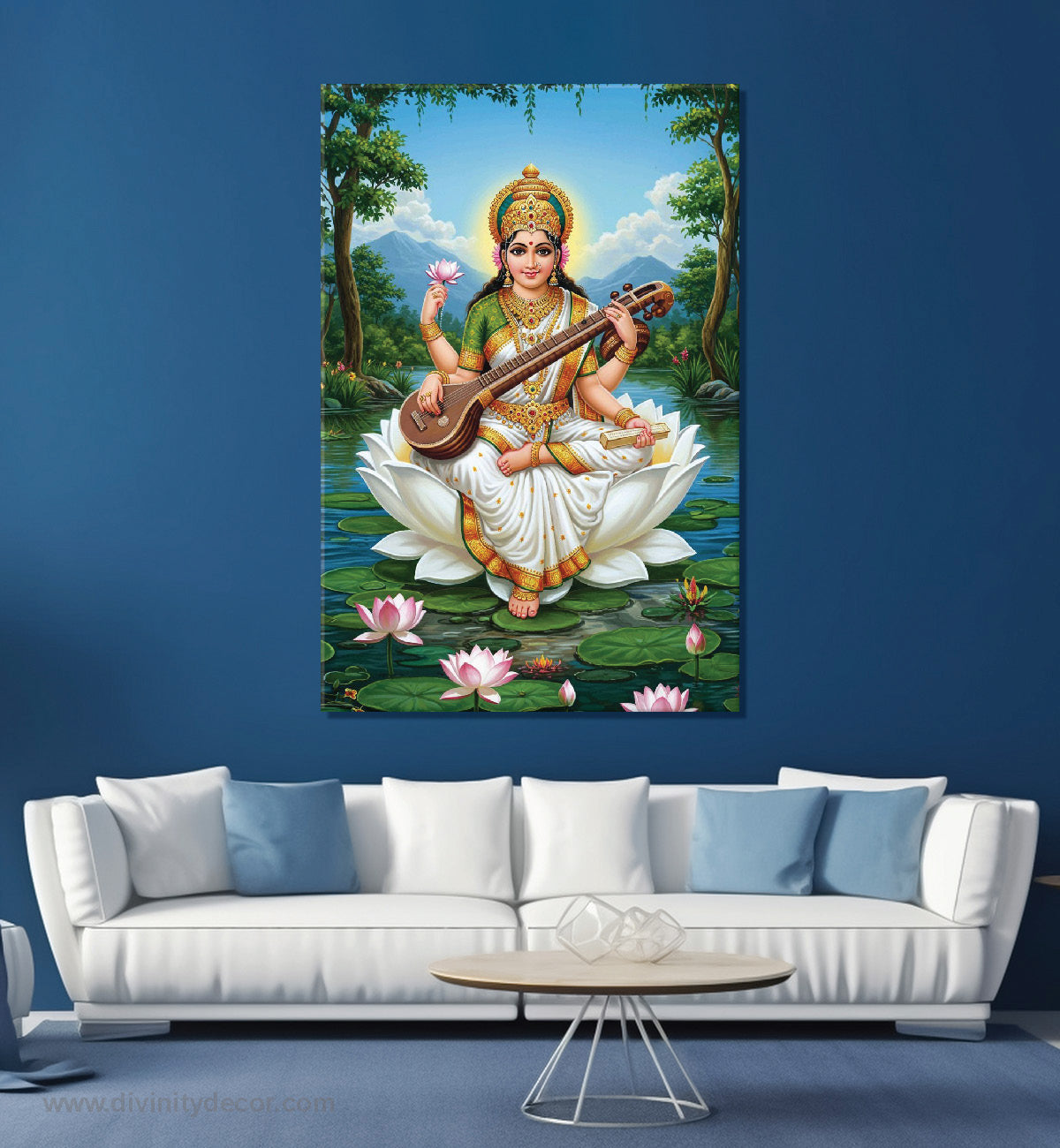 Saraswati Mata Knowledge Canvas Painting – Education Theme Wall Art 6