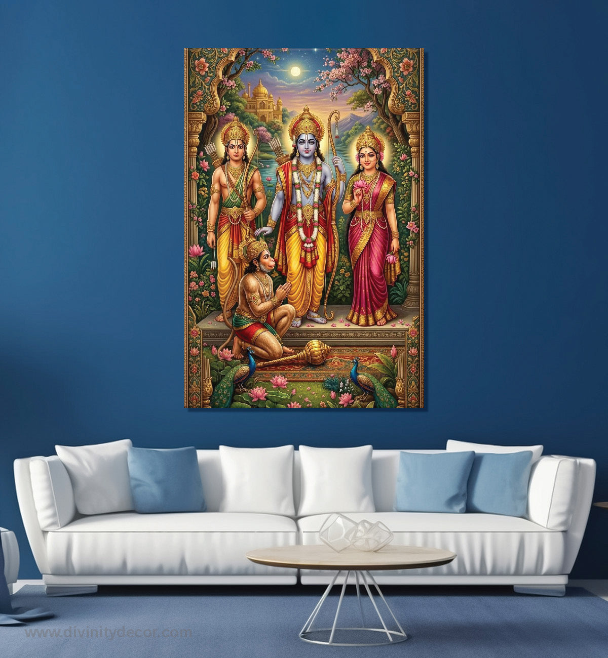 Lord Ram Temple Style Wall Decor Canvas 11