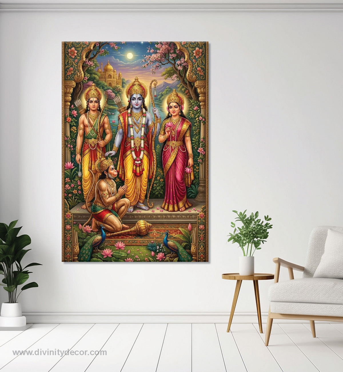 Lord Ram Temple Style Wall Decor Canvas 11