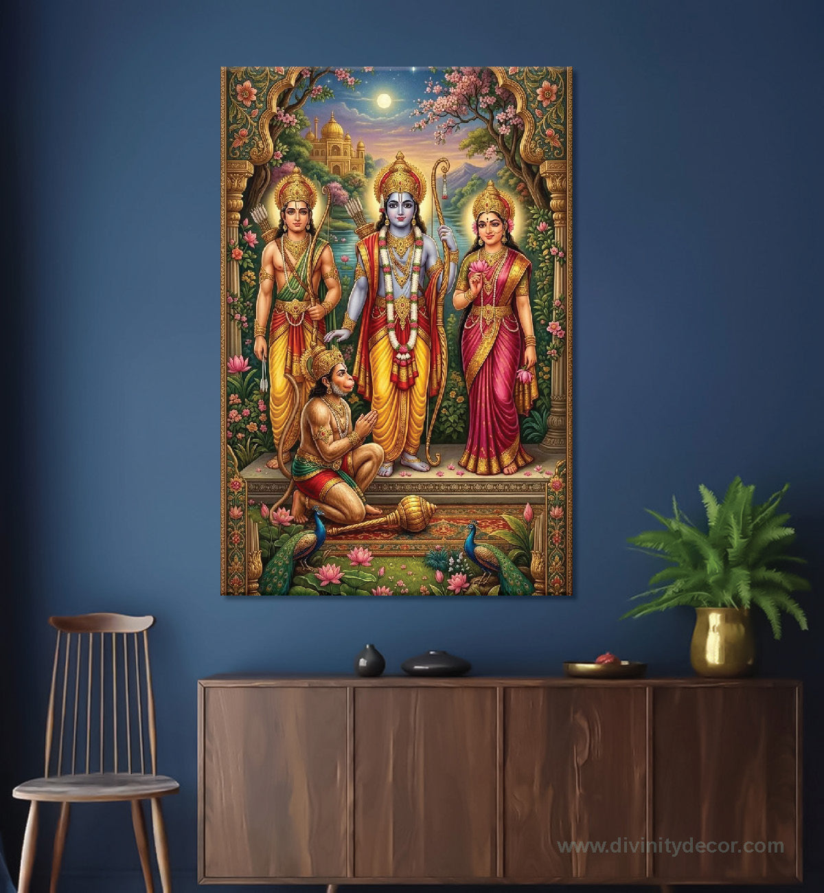 Lord Ram Temple Style Wall Decor Canvas 11