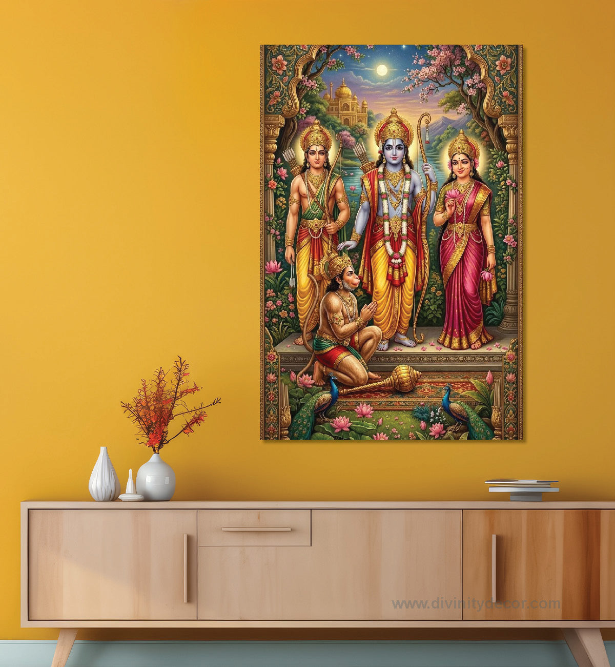 Lord Ram Temple Style Wall Decor Canvas 11