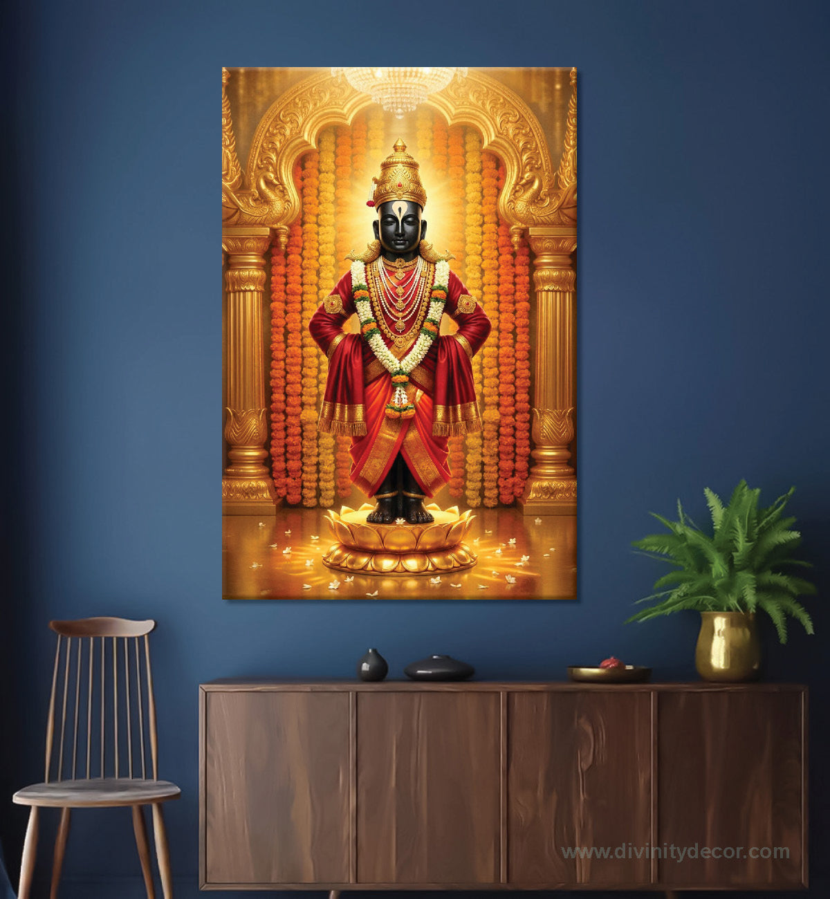 Vitthal Bhagwan Canvas Painting – Divine Panduranga Wall Art 1