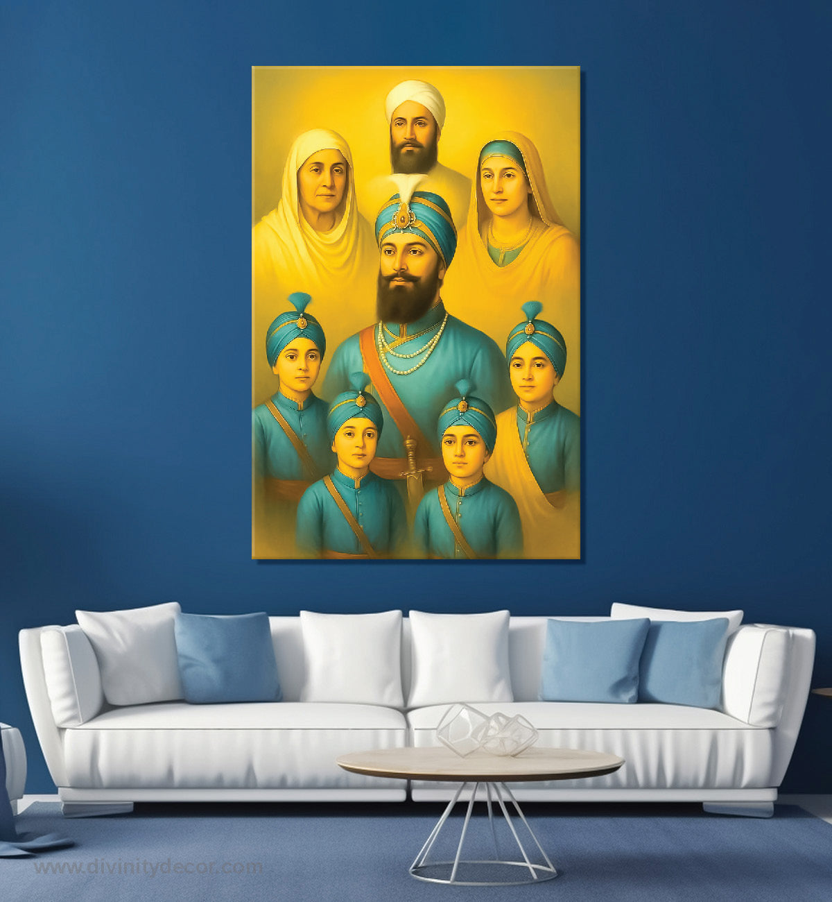 Guru Gobind Singh Ji Family Divine Canvas Painting 1